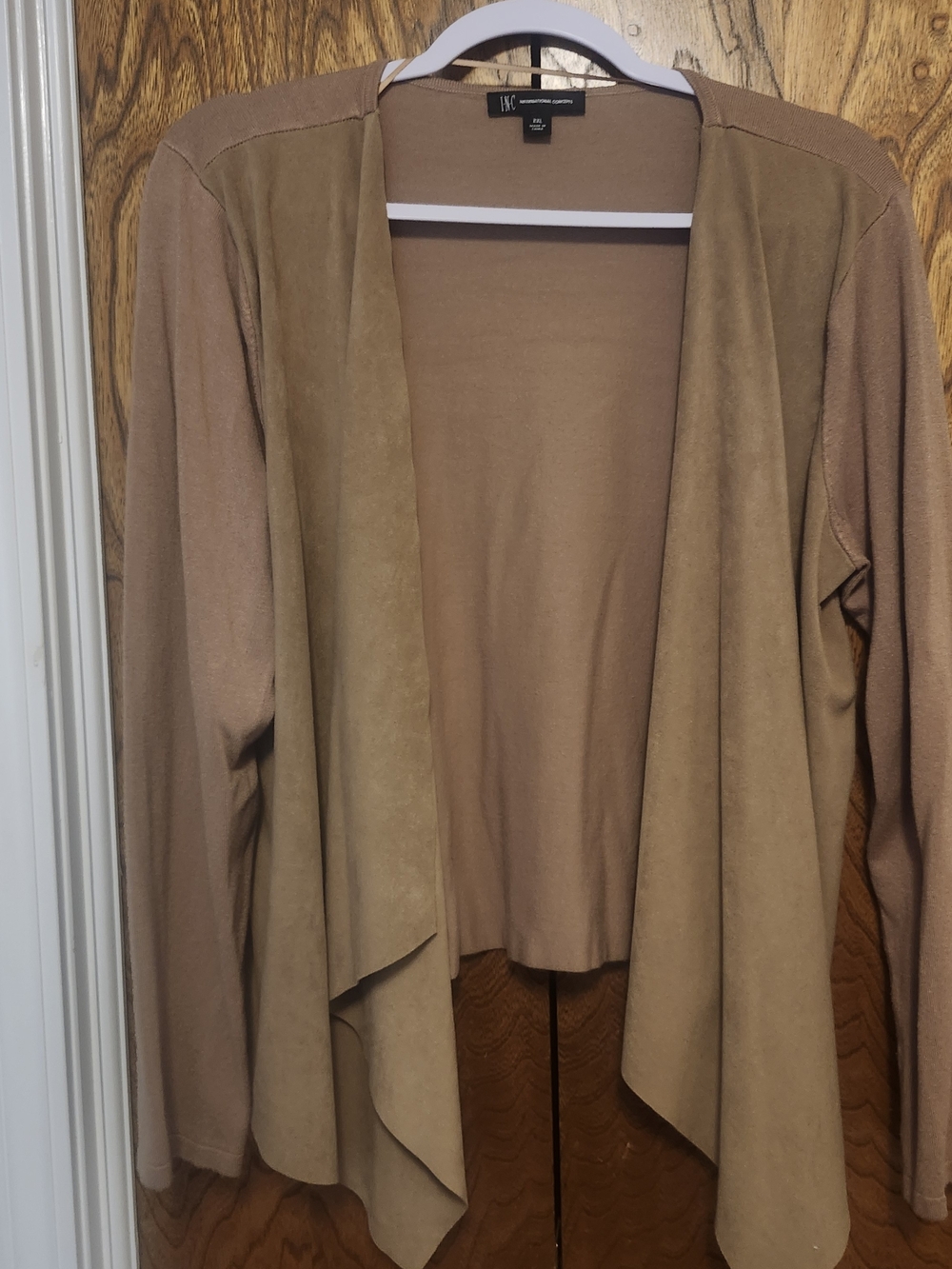 INC International Concepts Women's Camel Open-Front Draped Cardigan Sweater